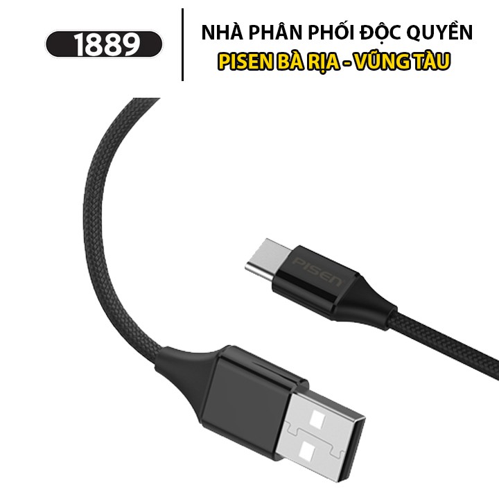 Cáp Sạc Pisen USB Type-C 2.4A 1200m Chống Đứt Gãy - Cáp Sạc Type C Hỗ Trợ Sạc Nhanh Điện Thoại Samsung Android