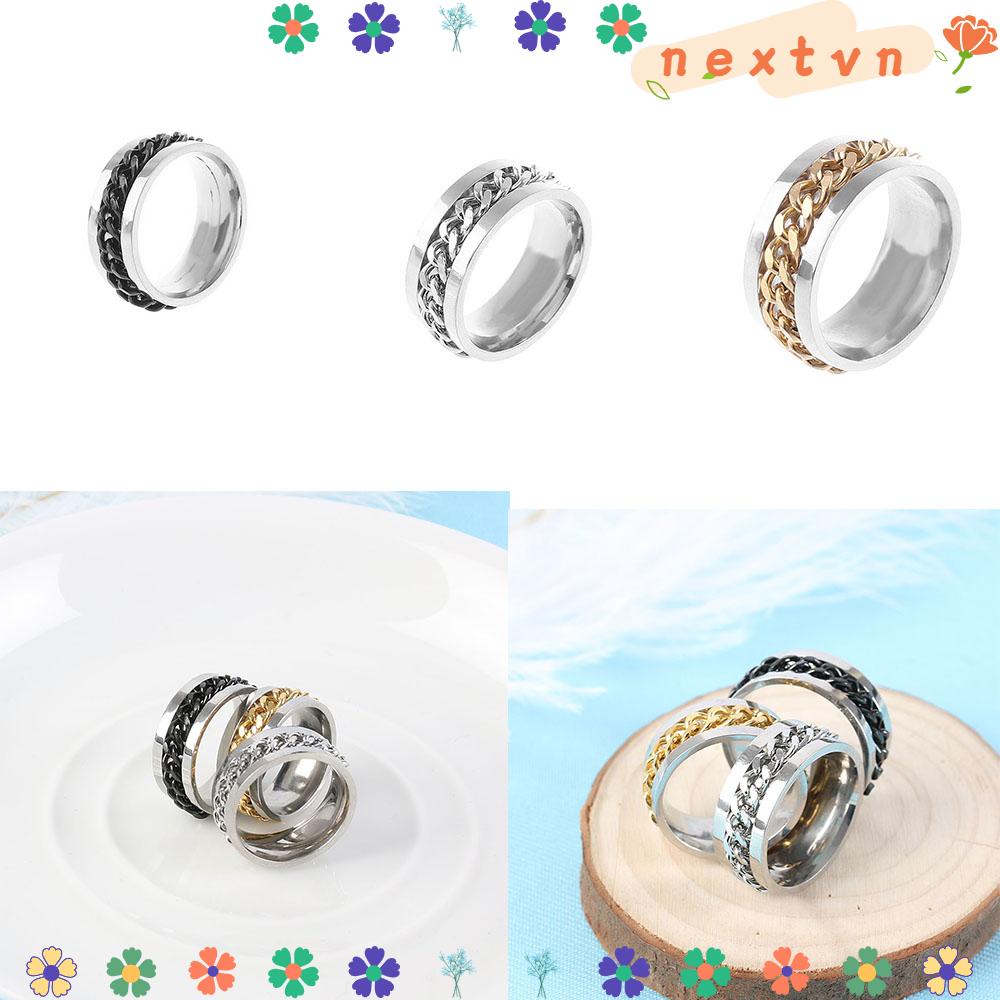 Nhẫn thép phối xích không gỉ phong cách thời trang cho nam