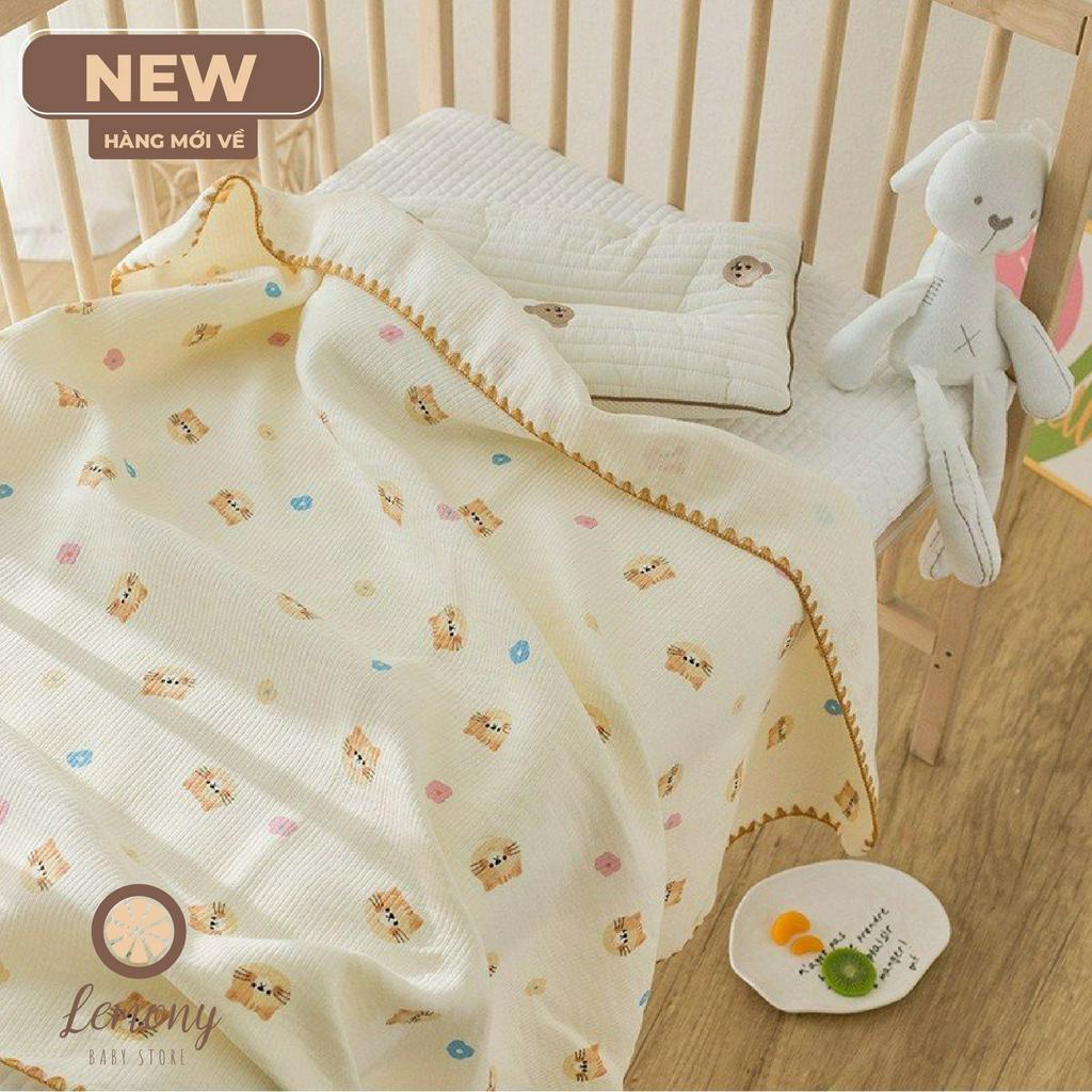Chăn/ Mền Sợi Tre 4 lớp Siêu Mềm, Viền nhiều màu Cho Bé Sơ Sinh - Lemony