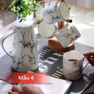 (Có sẵn ) Bộ ấm chén gốm sứ cao cấp (6 cốc)
