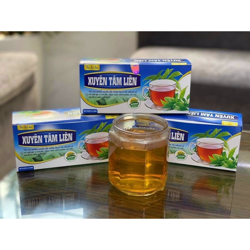 Trà xuyên tâm liên tăng sức đề kháng đường hô hấp , giảm cảm cúm chống ho viêm họng - Hộp 20 gói