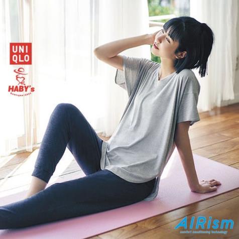 UNIQLO👐JAPAN_Áo phông (áo thun) Nữ cổ tim/cổ V chất làm mát - WOMEN Airism Seamless V-neck Long T-Shirt ❄️ 2022