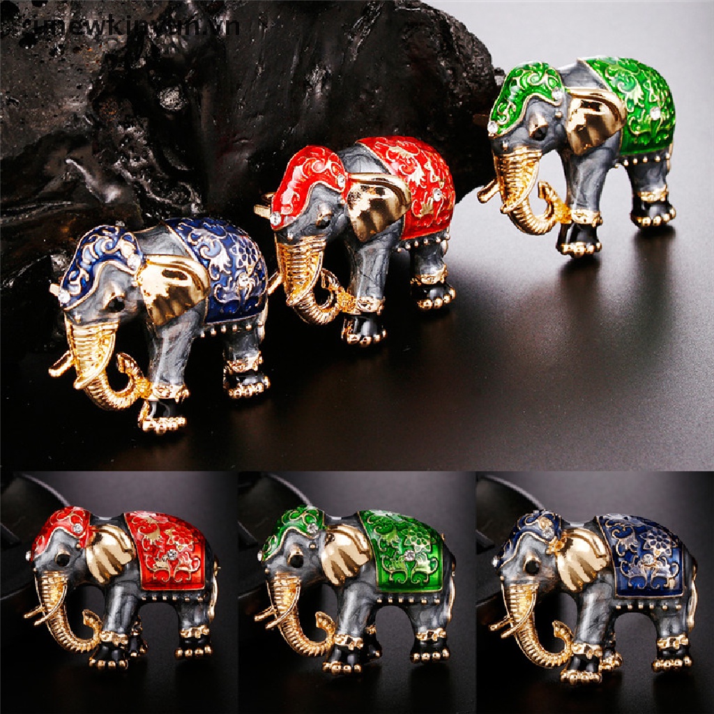 UU Animal Enamel Crystal Elephant Brooch Pin Women Costume Bouquet  Pin Jewelry UU