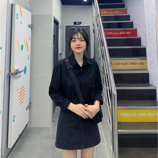 Áo Sơ Mi Đen Nam Nữ Unisex