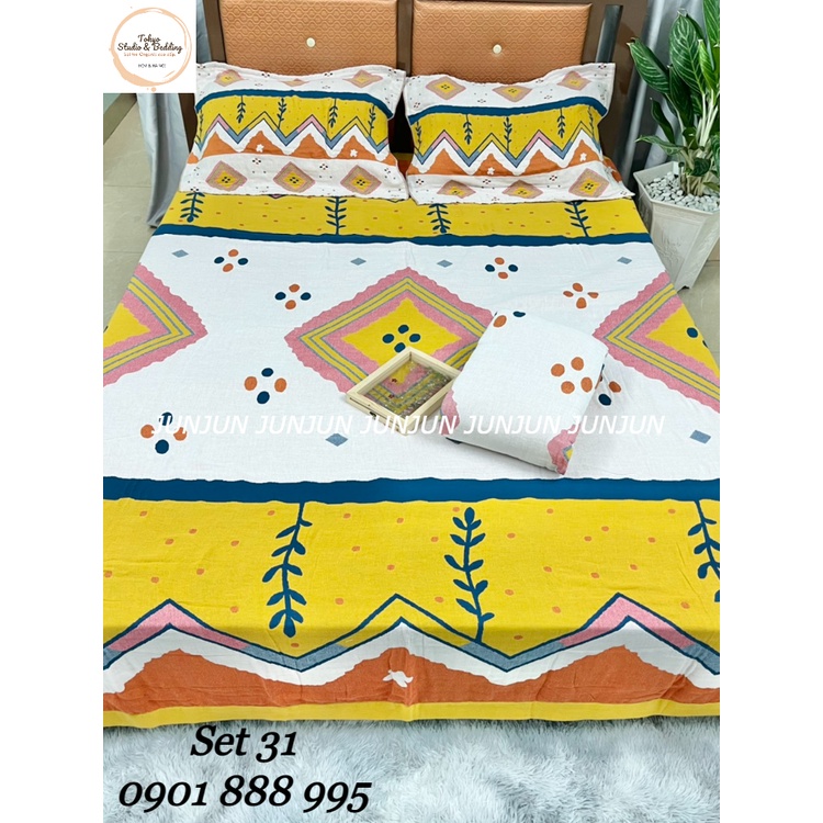 N3_SET Chăn Ga Gối vải Xô Organic cotton dòng cao cấp