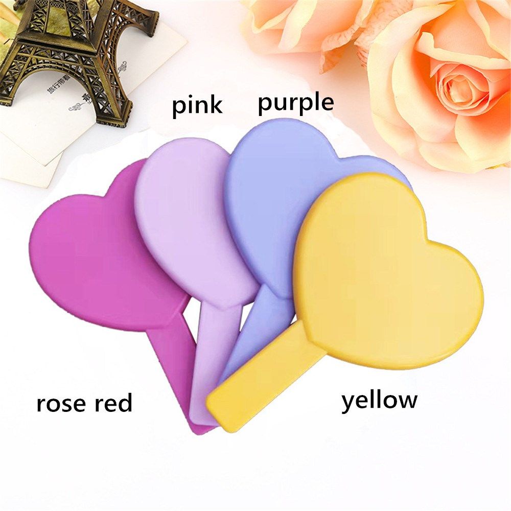 [Hàng mới về] Gương trang điểm cầm tay hình trái tim có tay cầm nhiều màu dễ thương cho nữ