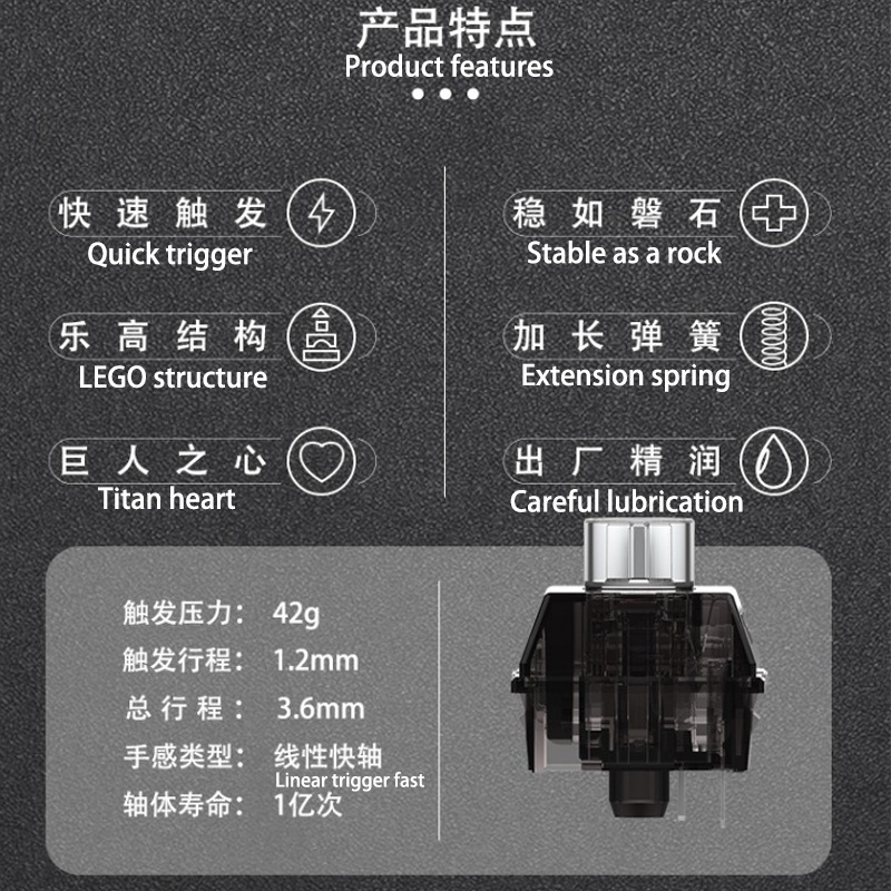 Công Tắc Bàn Phím Cơ TTC Hình Trái Tim Tuyến Tính Titan