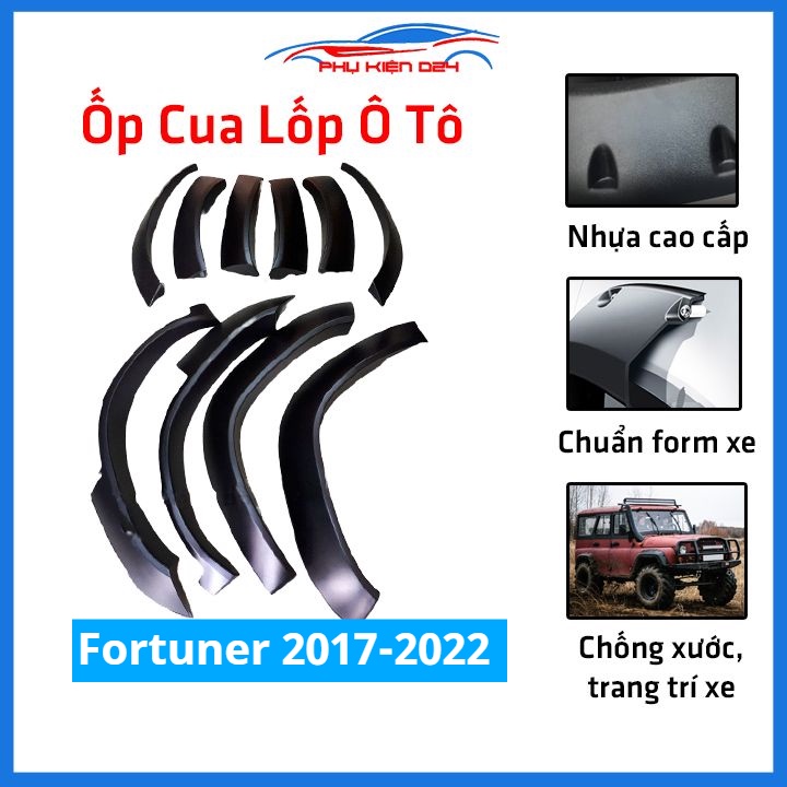 Bộ ốp cua lốp xe ô tô Fortuner 2017-2018-2019-2020-2021-2022 trang trí bảo vệ lốp xe