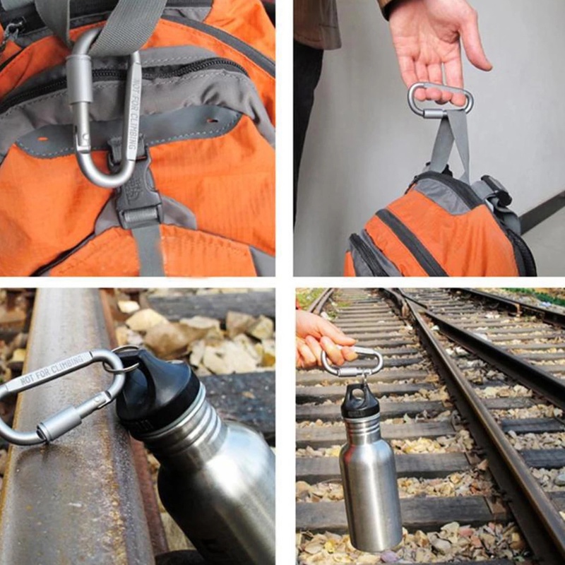 Móc Khóa Nhôm Dày 8Cm Hình Chữ D Bảo Vệ An Toàn Cho Ba Lô/Túi Xách