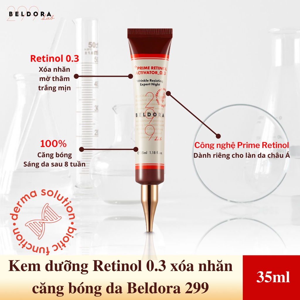 Kem Retinol Trẻ Hoá, Xoá Nếp Nhăn, Căng Bóng Da Beldora 299 Prime Retinol Activator 35ml