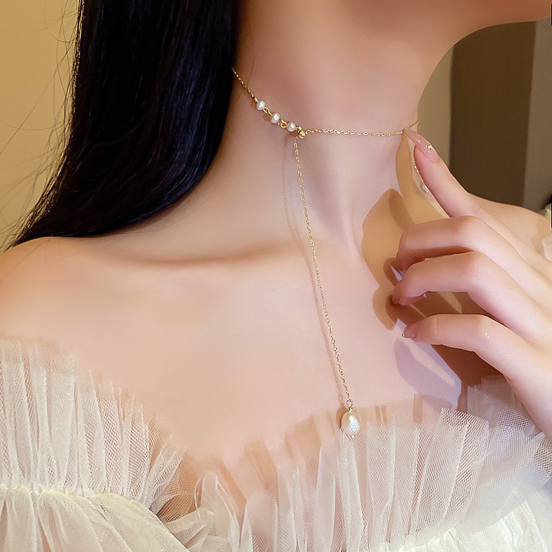 Dây chuyền ngọc trai nhân tạo treo dài dành cho nữ