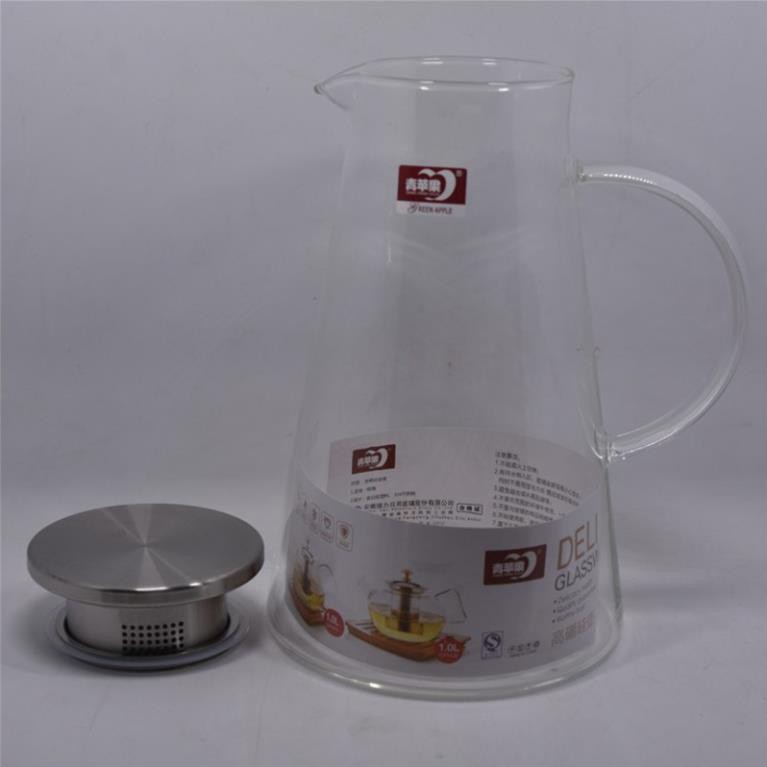 Ấm pha trà Deli  inox 1800ml,bình pha trà thủy tinh ,bình ủ trà cao cấp,bình đựng nước 1800ml MS02