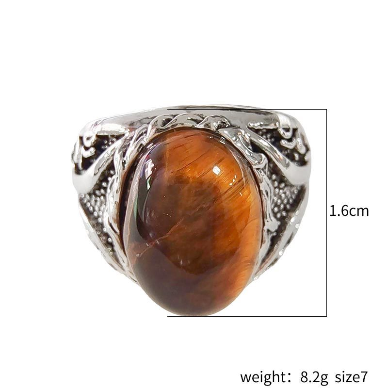 Đen Nhẫn Thép Không Gỉ Đính Đá Mã Não Thời Trang Cho Nam