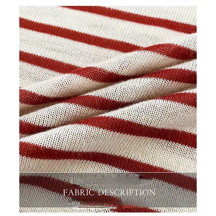 Áo Thun Dệt Kim Ngắn Tay Dáng Rộng Họa Tiết Kẻ Sọc Thời Trang Mùa Hè Mới Cho Nữ