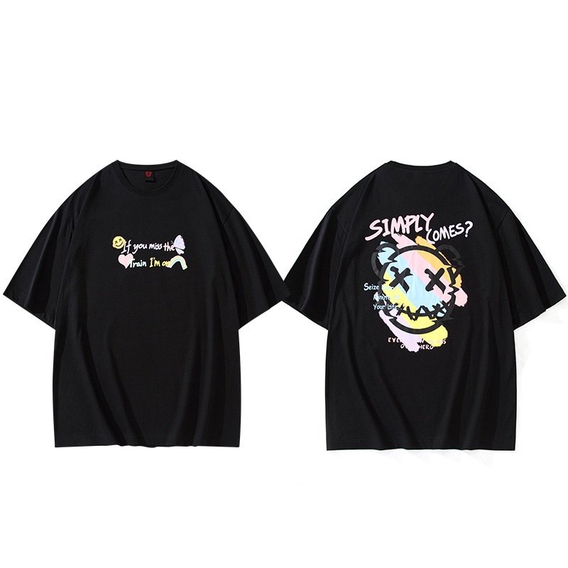 Áo thun form rộng, tay lỡ in 2 mặt [V377]