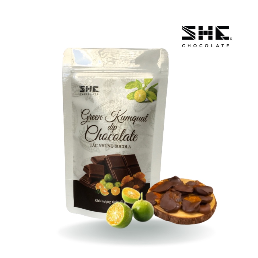 [Giá dùng thử] Socola nhúng trái cây ( Cam, Xoài, Tắc, Kiwi) - Túi 50g - SHE Chocolate - Thơm ngon và thích hợp ăn vặt