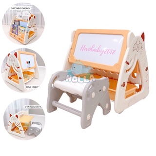Bàn học, kệ sách, bảng vẽ thông minh đa chức năng 3in1 kèm ghế Mèo Holla cho bé