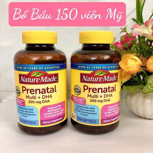 [HÀNG MỸ] Vitamin bà bầu Prenatal + DHA 200mg Nature Made - 150v