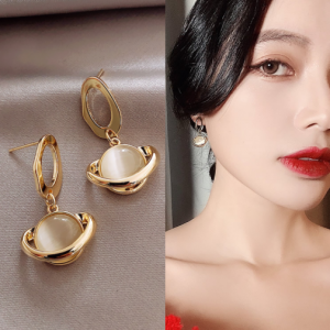 Đôi Bông Tai Mạ Bạc 925 Đính Đá Opal Thời Trang Cho Nữ