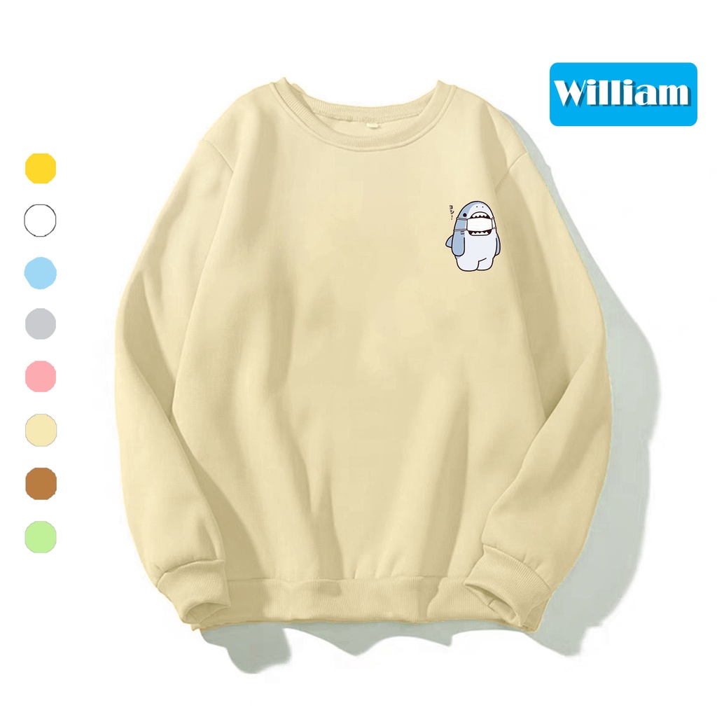 Áo sweater nam nữ in hình Cá Mập, chất nỉ dày dặn, hợp làm áo cặp William - DS142