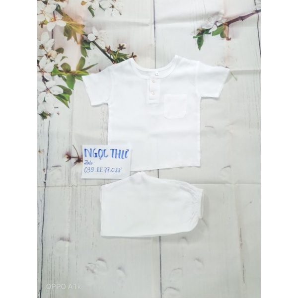 Bộ tole/lanh màu trắng, sác nách và tay ngắn