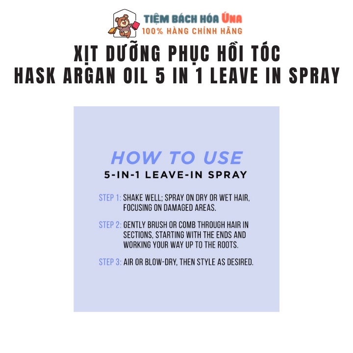 Xịt dưỡng phục hồi tóc HASK Argan Oil 5 in 1 Leave in Spray dung tích 175ml