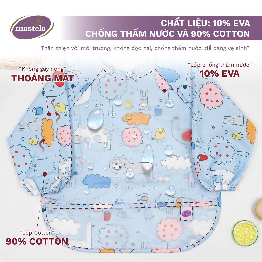 Áo Yếm Máng Dài Tay Cotton Chống Thấm Nước Mastela Cho Bé Tập Ăn, Tập Vẽ  Size Từ 6-36M, Nhiều Hoạ Tiết Đáng Yêu