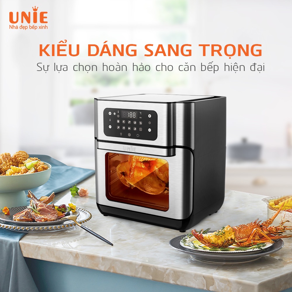 Nồi chiên không dầu Unie UE-1000 cao cấp, Lò nướng mini đa năng, Kiểu dáng sang trọng đẹp mắt, Bảo hành 12 tháng