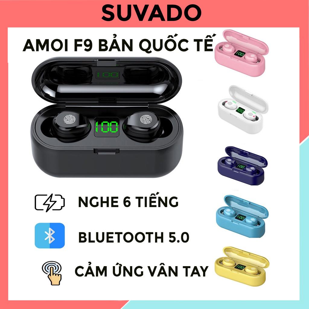 Tai nghe Bluetooth F9 TWS 5.0 bản không dây cảm ứng chống ồn chống nước, tích hợp sạc dự phòng 2000mAh