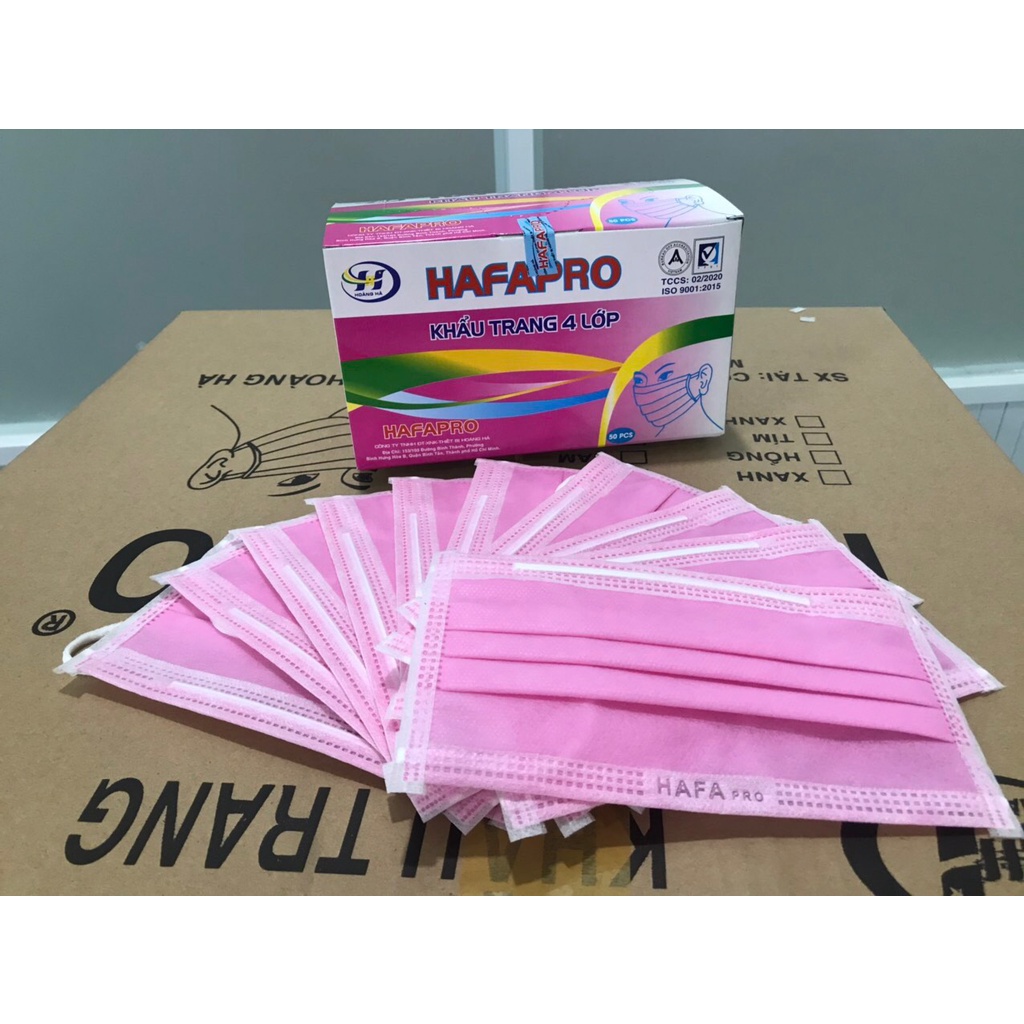 [ GIÁ SỈ ]1 Thùng Lớn 50 Hộp Khẩu Trang Y Tế 4 lớp HAFAPRO - 1 hộp 50 cái