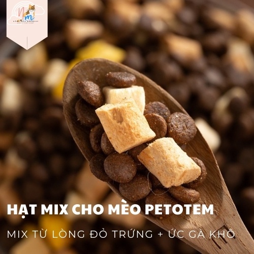 Hạt cho mèo Mix Ức gà + Lòng đỏ trứng + Hạt khô (Petotem), thức ăn cho mèo, hạt mèo
