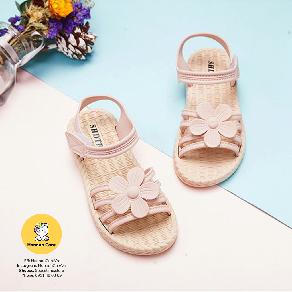 [ Ảnh thật ] Sandal nhựa quai da hoa cho bé gái