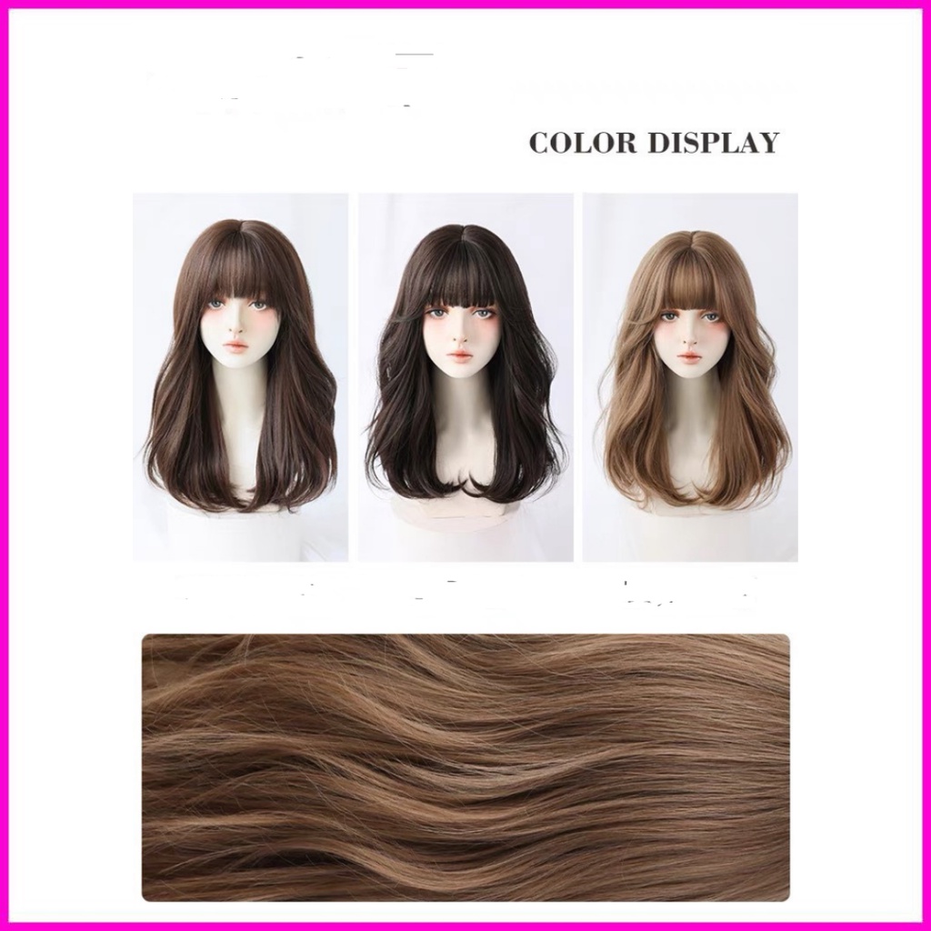 Tóc giả nữ nguyên đầu, cả đầu cao cấp xoăn sóng ngắn xu hướng mới 9078