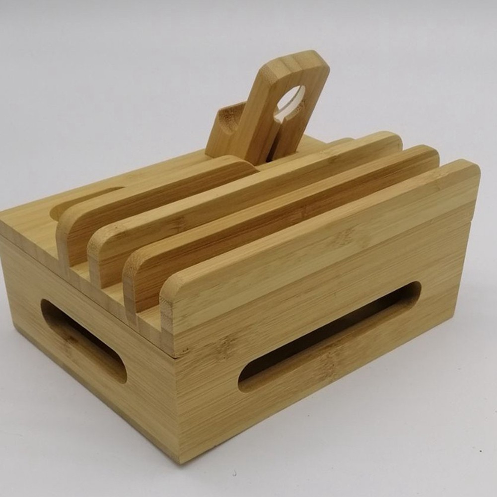 Wooden Charging Dock Station Multi-Function Storage Bracket | WebRaoVat - webraovat.net.vn