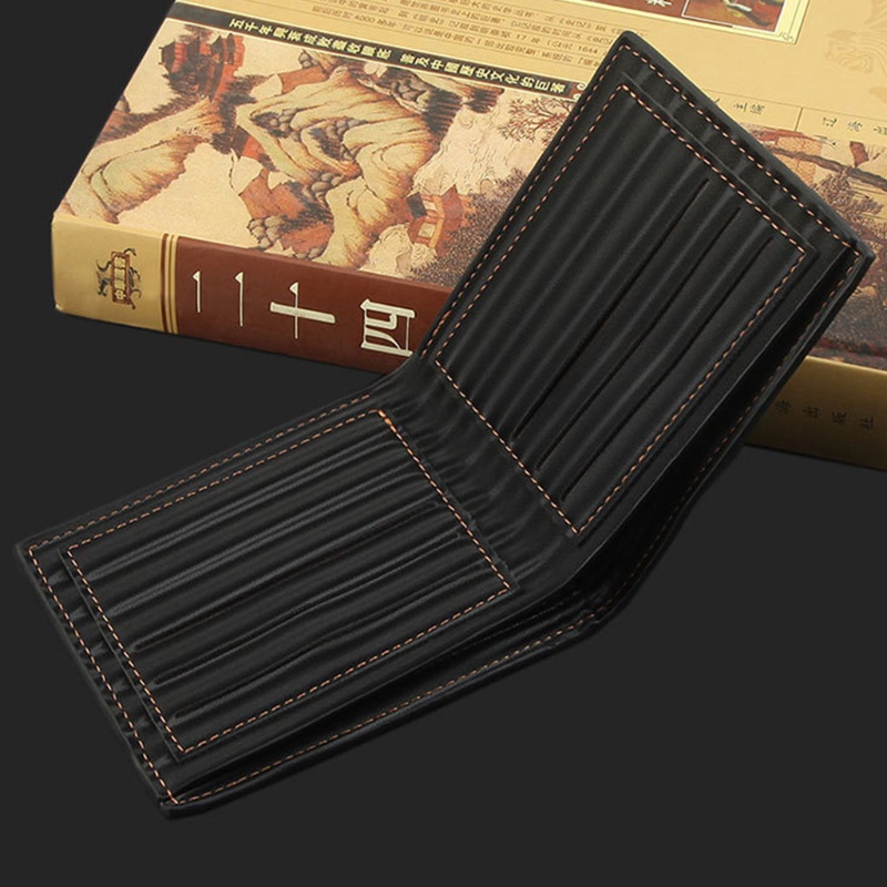 Ví Da PU Dáng Ngắn Gập Đôi Phong Cách Vintage Thời Trang Cho Nam