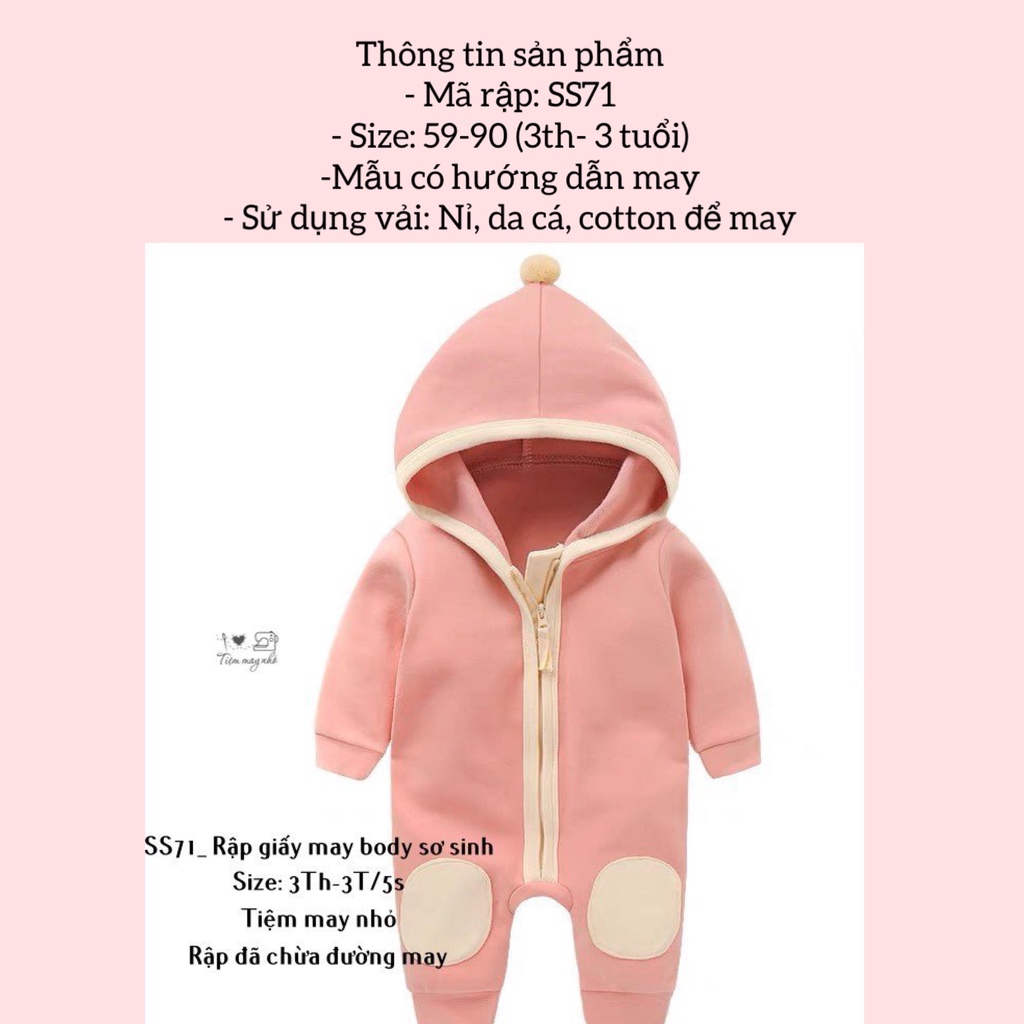 Rập giấy may body có mũ cho bé_SS71