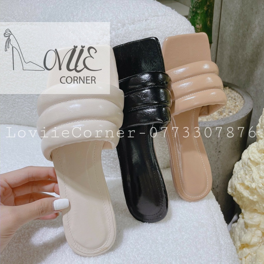 DÉP NỮ LOVIIECORNER - DÉP LÊ ĐẾ BỆT THỜI TRANG QUAI BẢN TO VIỀN CHỈ ĐẾ BẰNG D220511 D220535
