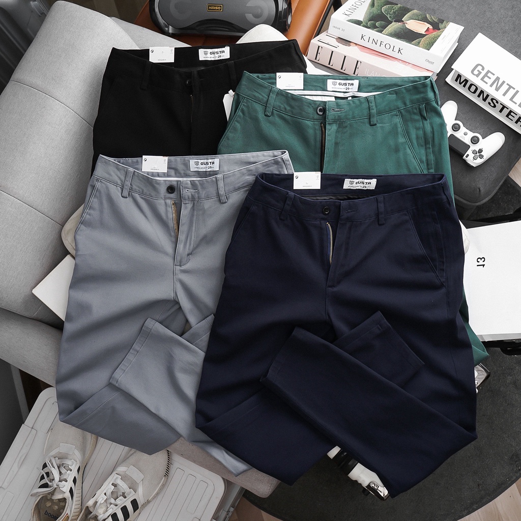 Quần Kaki Nam Gusta chất cotton co giãn thoải mái form slim fit phong cách công sở - KA02a