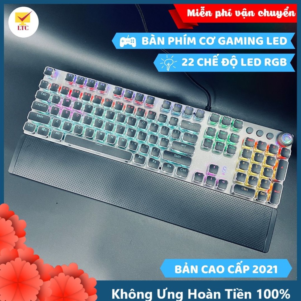 Bàn phím cơ gaming FZ508 FULL LED RGB với hơn 20 chế độ led, keyboard blue switch tặng kèm kê tay cho máy tính laptop pc