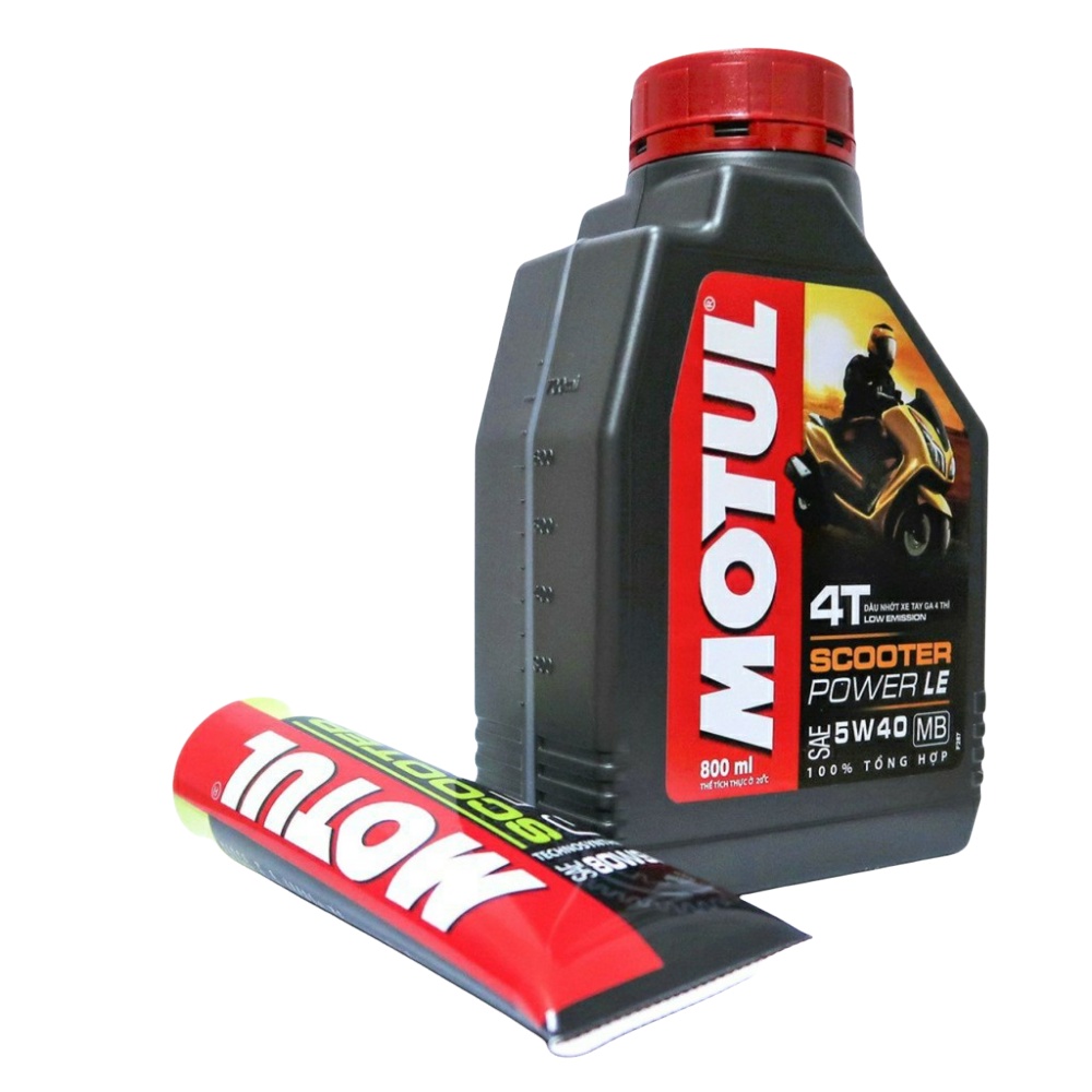 COMBO NHỚT GA MOTUL SCOOTER POWER LE 5W-40 0,8L + NHỚP LÁP MOTUL