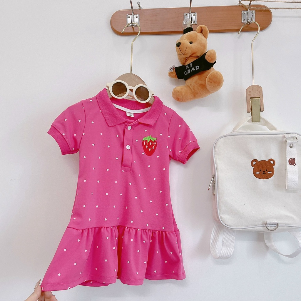 Váy polo thêu hoạ tiết cho bé