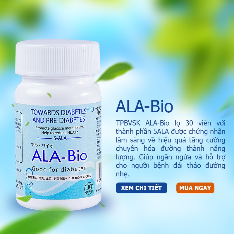 Viên uống ALA-Bio - Giải Pháp Cho Bệnh Nhân Tiểu Đường Ala bio (Lọ 30 viên) cvspharmacy