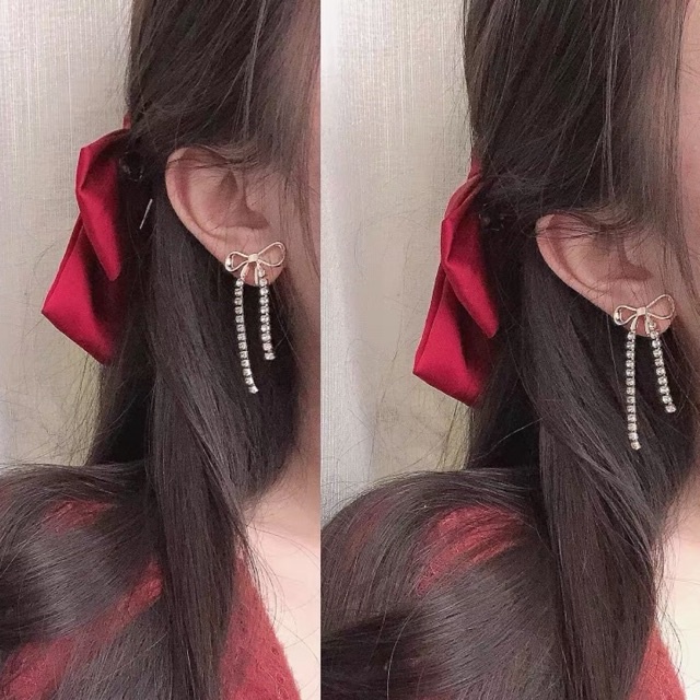 Hoa tai hình nơ đính đá - Maben