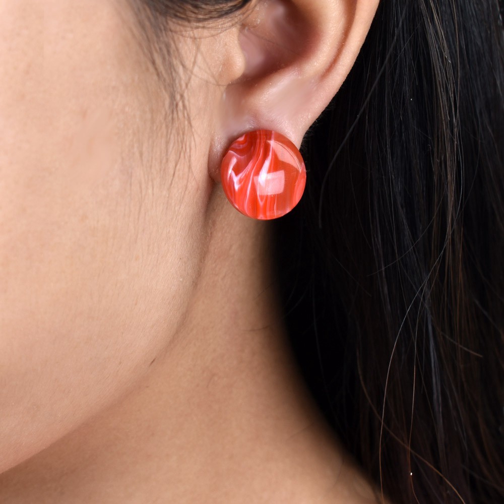 Khuyên kẹp vành tai hình tròn bằng nhựa resin phong cách hàn quốc thời trang cho nữ