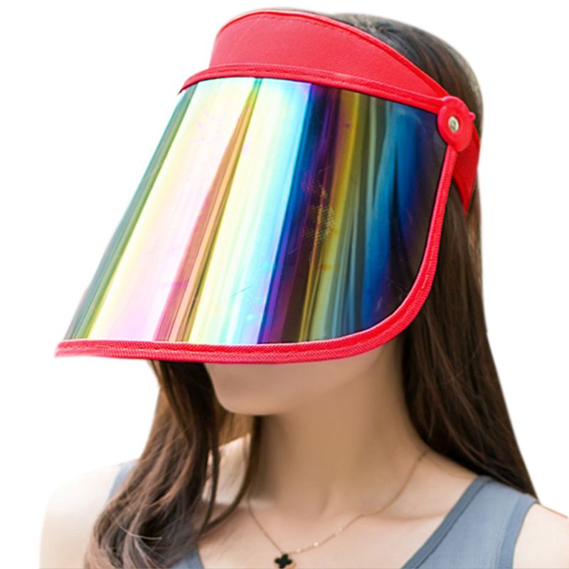 Nón Lưỡi Trai Mùa Hè Bằng Nhựa Chống Tia UV Hở Chóp Màu Cầu Vồng Cho Nữ Sự Bả