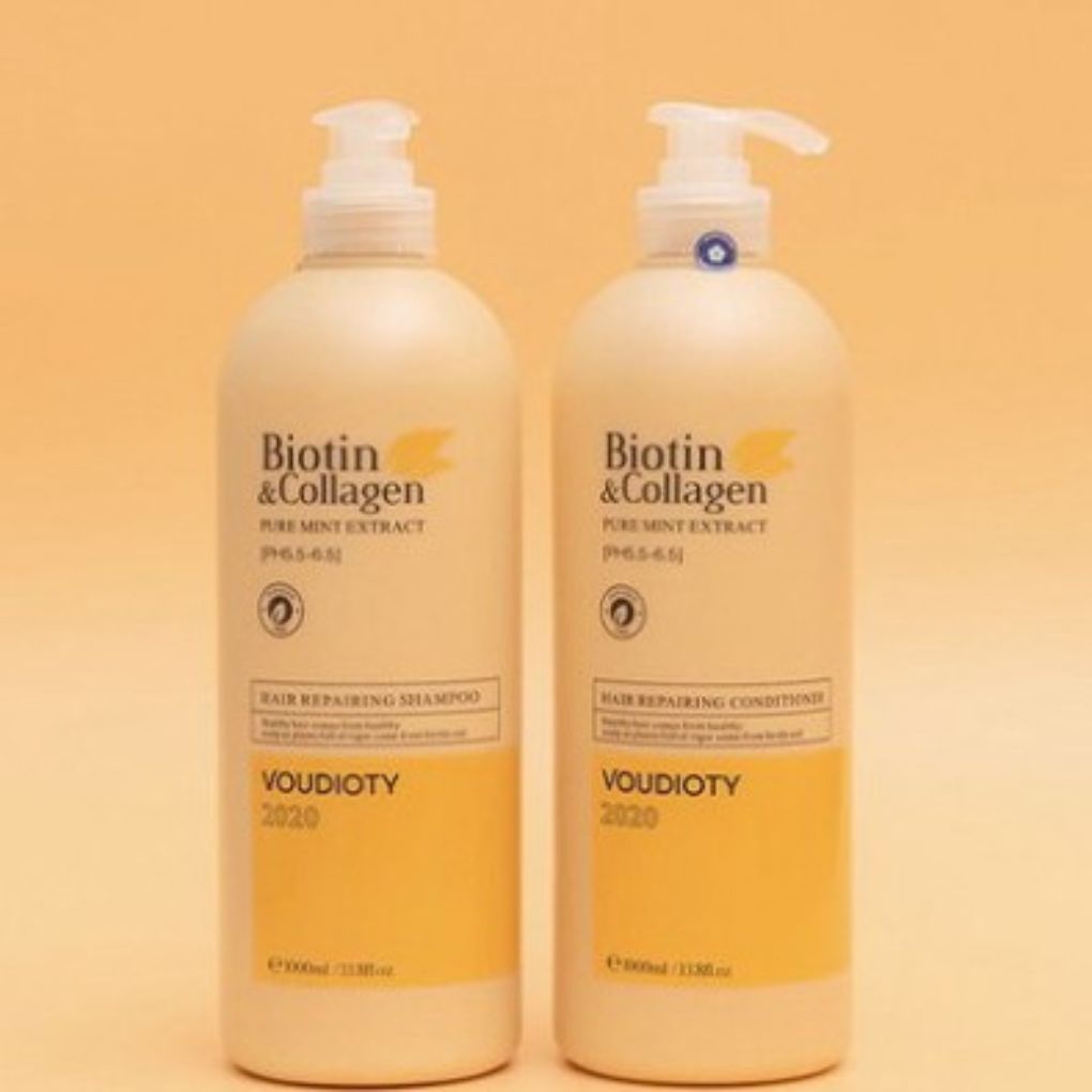 Cặp Dầu Gội + Xả BIOTIN & COLLAGEN VOUDIOTY VÀNG 1000ml| Phục Hồi Tóc Hư Tổn, Siêu Mềm Mượt [Chính Hãng]