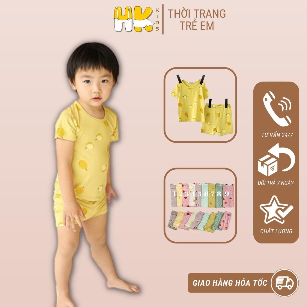 Bộ Minky mom chính hãng cộc tay chất thun lạnh pettit họa tiết hoa quả cho bé trai và gái - HK KIDS (size 73-110)