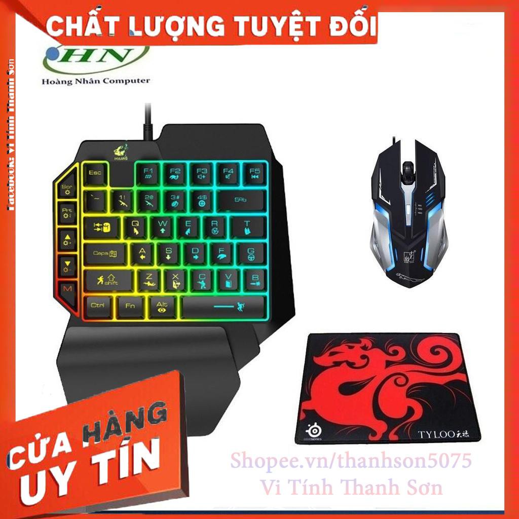 Combo Bộ bàn phím giả cơ một tay FREE WOLF K15 và chuột K1 LED NHIỀU MÀU + lót chuột TYLOO