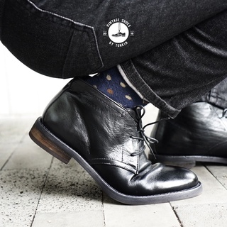 Giày boot công sở nam CHUKKA cổ lửng màu đen, giày văn phòng da bò thật TONKIN