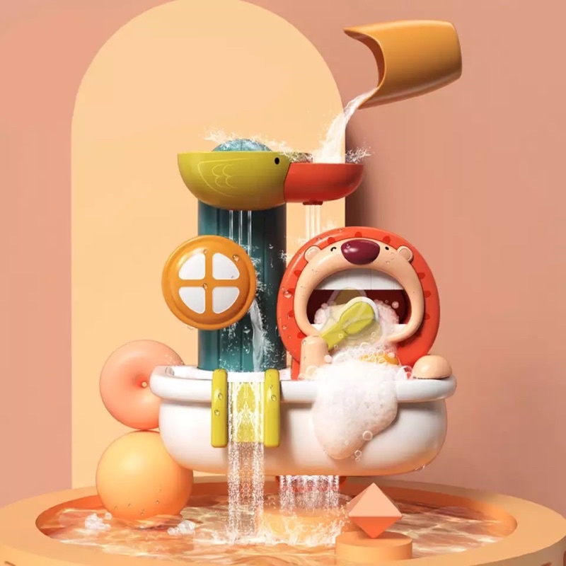 ĐỒ CHƠI NHÀ TẮM THÁC NƯỚC VÀ CHÚ SƯ TỬ CON THỔI BONG BÓNG XÀ PHÒNG